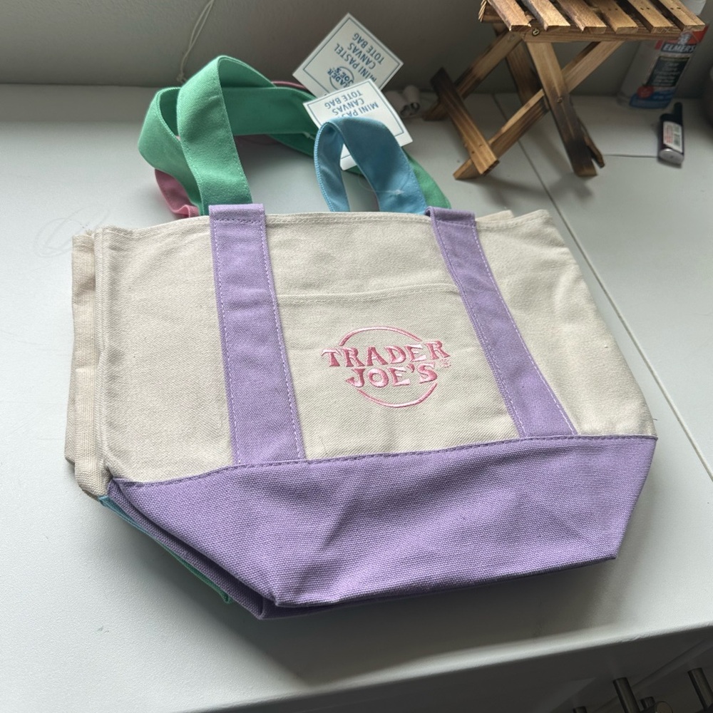 Trader Joe’s Multicolor Canvas Easter Tote Bag Collection NWT